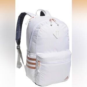 adidas White Backpack with Rose Gold Accents. NWT